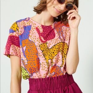 Gorman Organic Cotton Cheetah Print Tee Small